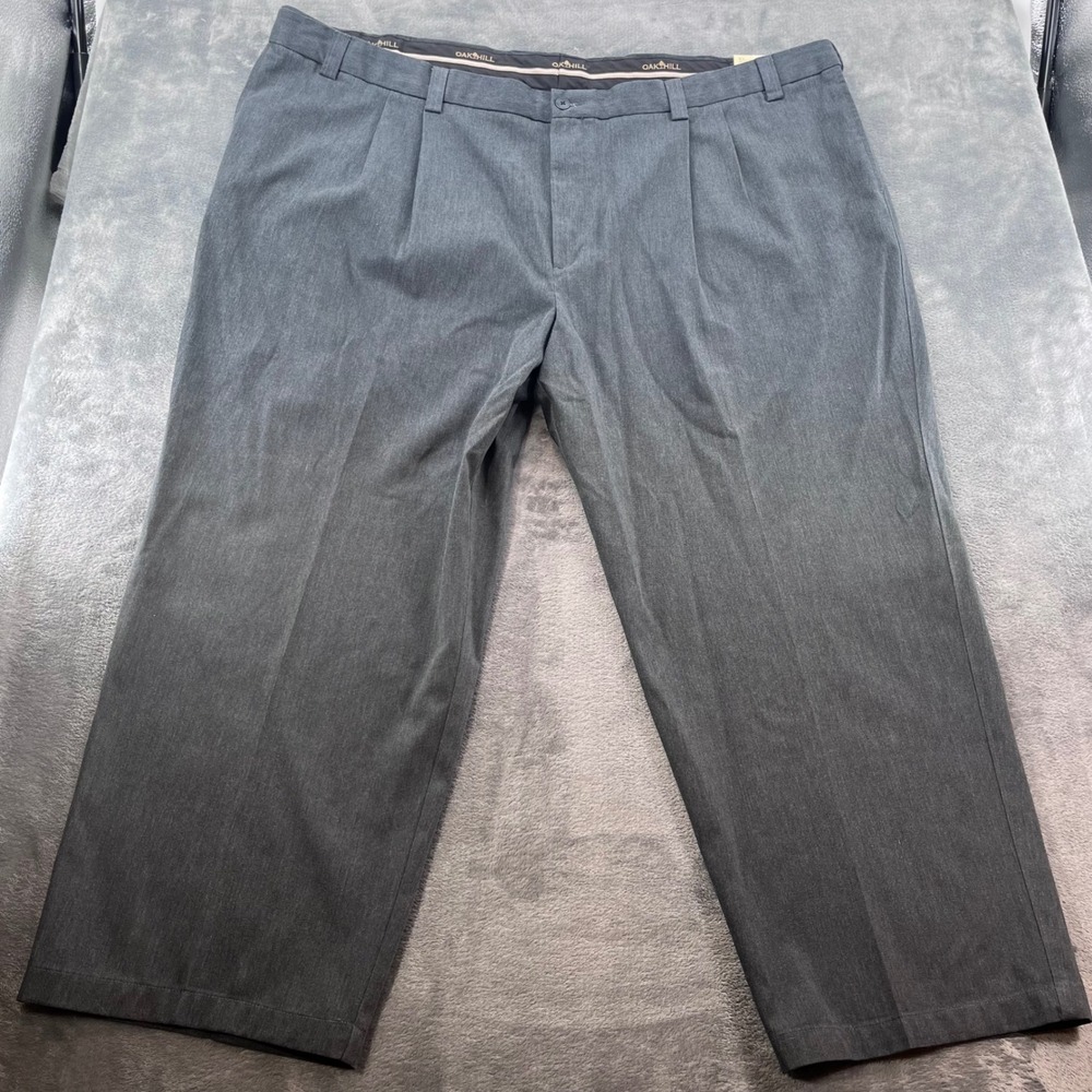NWT Oak Hill Premium Pants Mens 56x30 Gray Pleated Waist Relaxer Wrinkle Free
